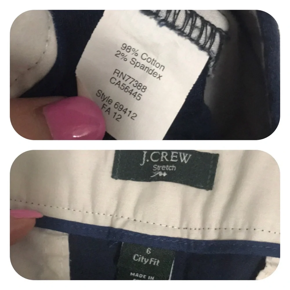 J. Crew city fit stretch polka dot pants blue white - Picture 8 of 8